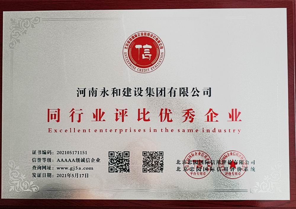 同行業(yè)評(píng)比優(yōu)秀企業(yè)